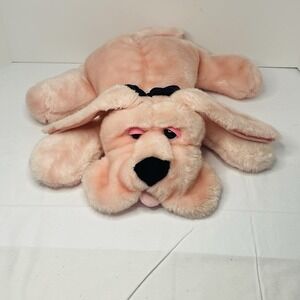 Vintage Kids of America Pink Sleepy Dog Plush Stuffed Animal Floppy Laying Down